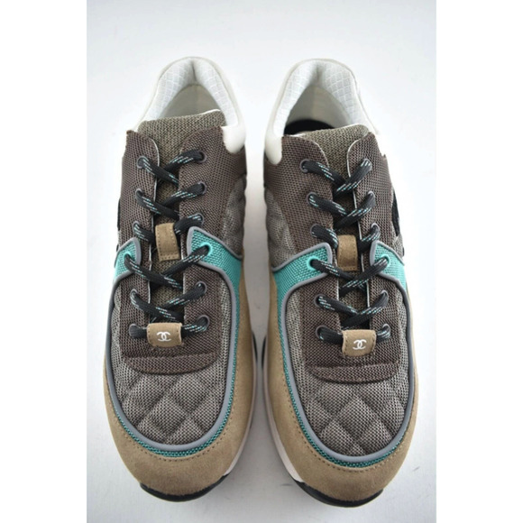Chanel 21B Mens Brown Black Green White CC Logo Low Top Trainer Sneaker 46 13 - Picture 5 of 11